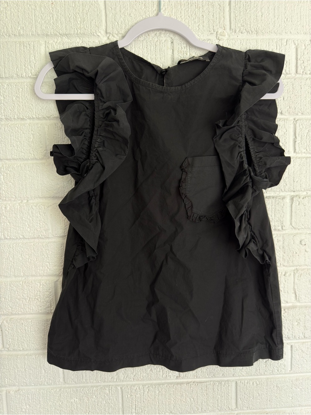 Women's Ruffled Sleeve Blouse - Black